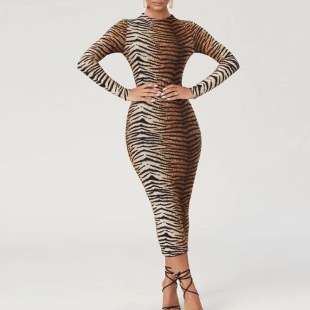 tiger print bodycon dress